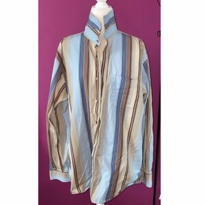 MENS Express Striped Shirt - Blue and Brown